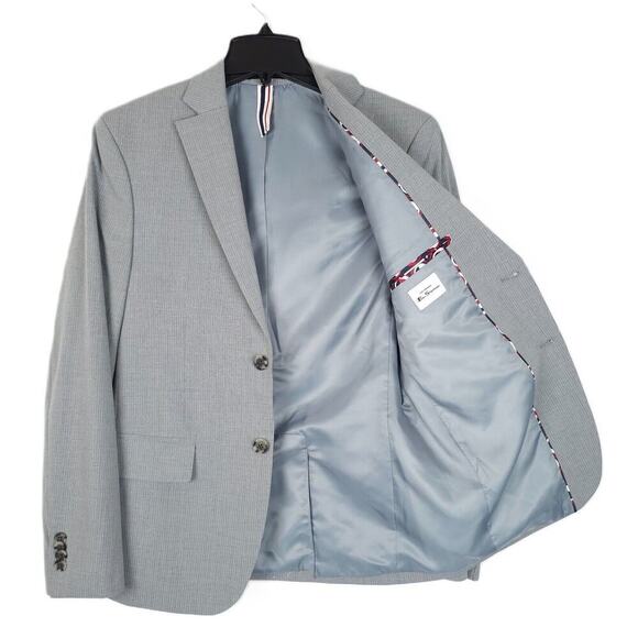 Ben Sherman Men's Skinny-Fit Stretch Suit Jacket Grey White Pinstripe 36S NWT - Picture 2 of 7